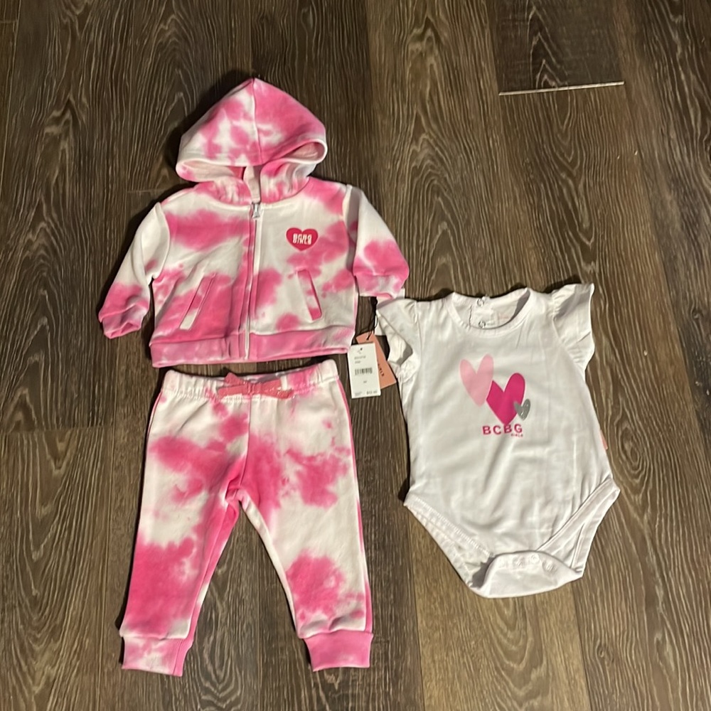 BCBG girls 3 piece tie-dye set, hoodie, joggers and romper